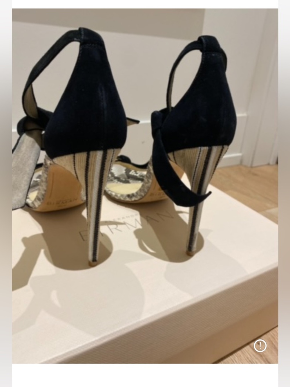 Black Suede Knot Ankle-Strap Heels with Snake-Print Insole - Picture 4 of 4